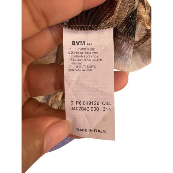 Blue Les Copains Women's Floral Orange Brown Sheer Sleeveless Tank Top S 44 US 8 - Picture 8 of 11